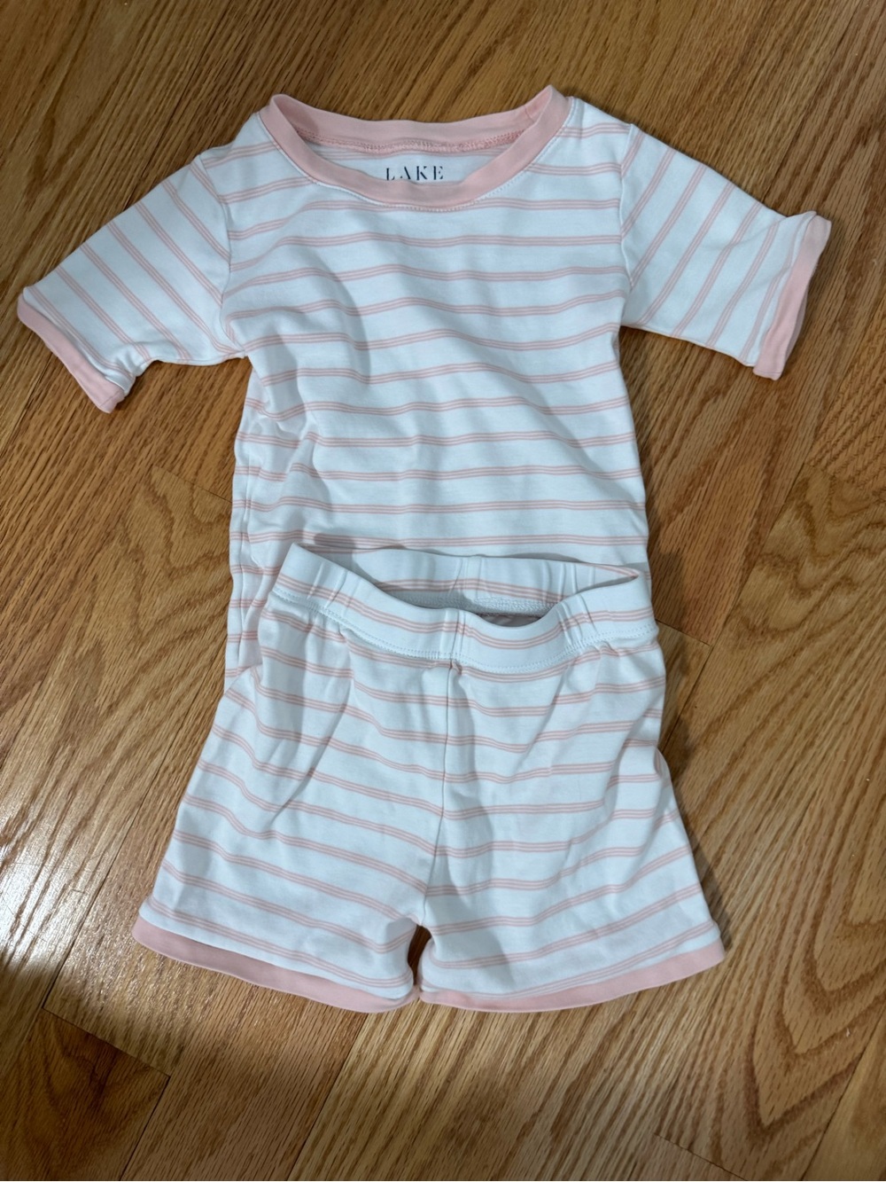 Kid’s LAKE pajamas! Pima cotton - Pink & White Striped set - size 6